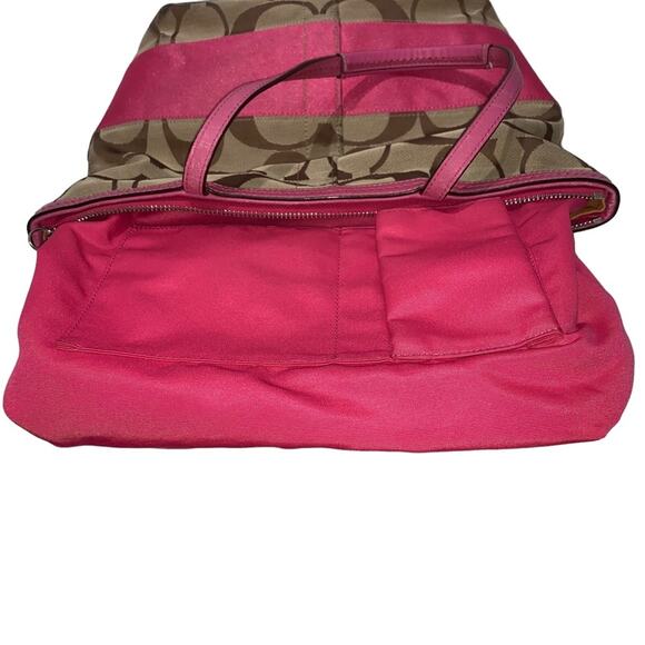COACH - Signature Classic Canvas pink Stripe small Tote bag/shoulder bag - Picture 9 of 9